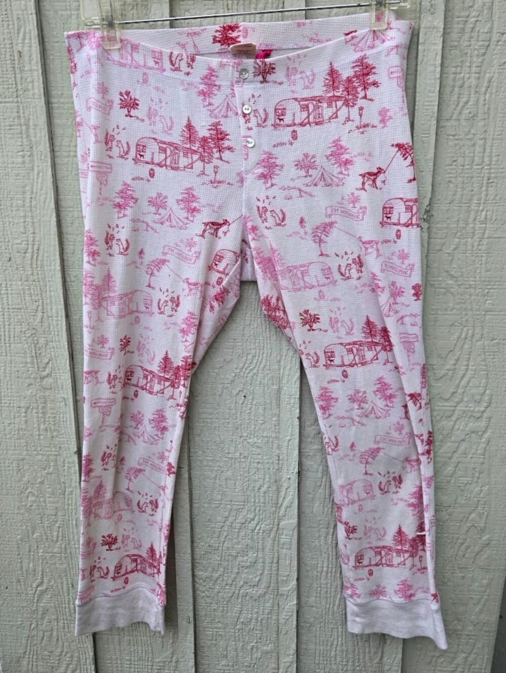 Vintage Y2K Victoria's Secret PINK Red Camping Toile Thermal Lounge Pants Size L